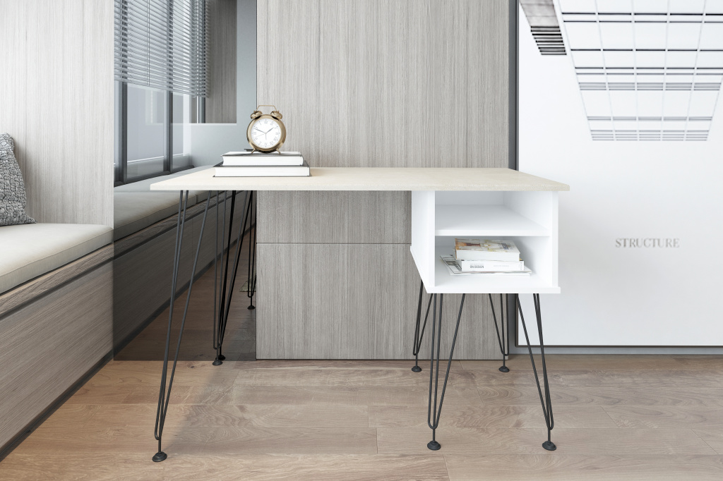 письменный стол МегаKraft 12 белый - бетон лофт бежевый.jpg