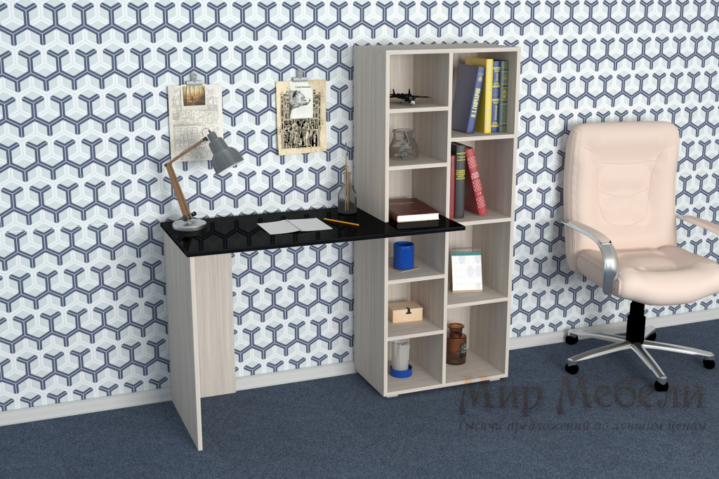 письменный стол Мебелеф 25 ясень шимо - черный глянец.jpg