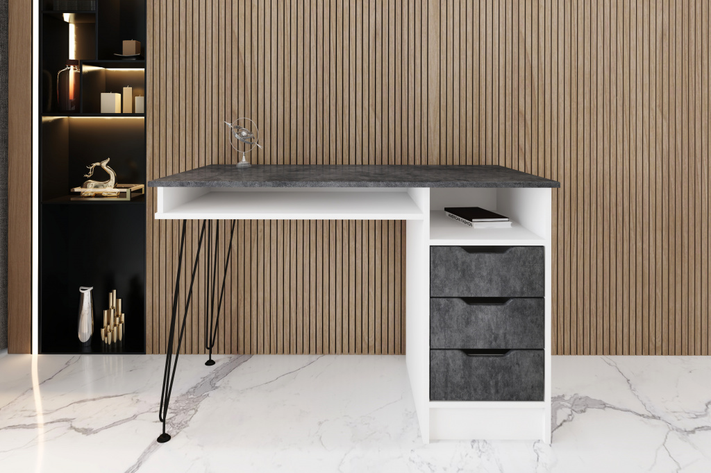 письменный стол Мегаkraft 14 белый - бетон лофт графит.jpg