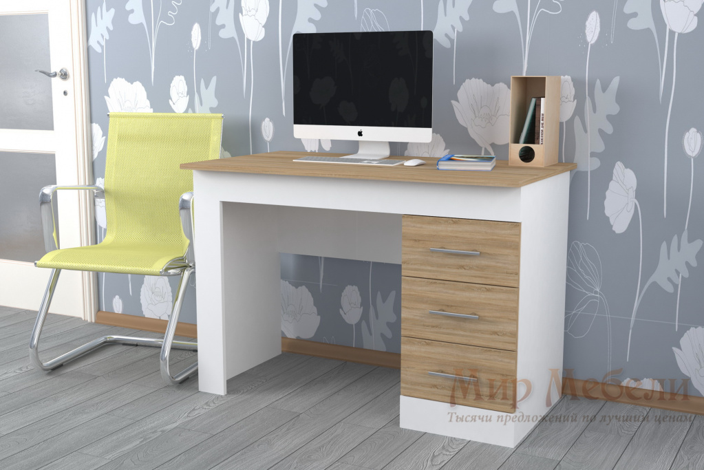 письменный стол Мебелеф 2 белый - дуб сонома.jpg