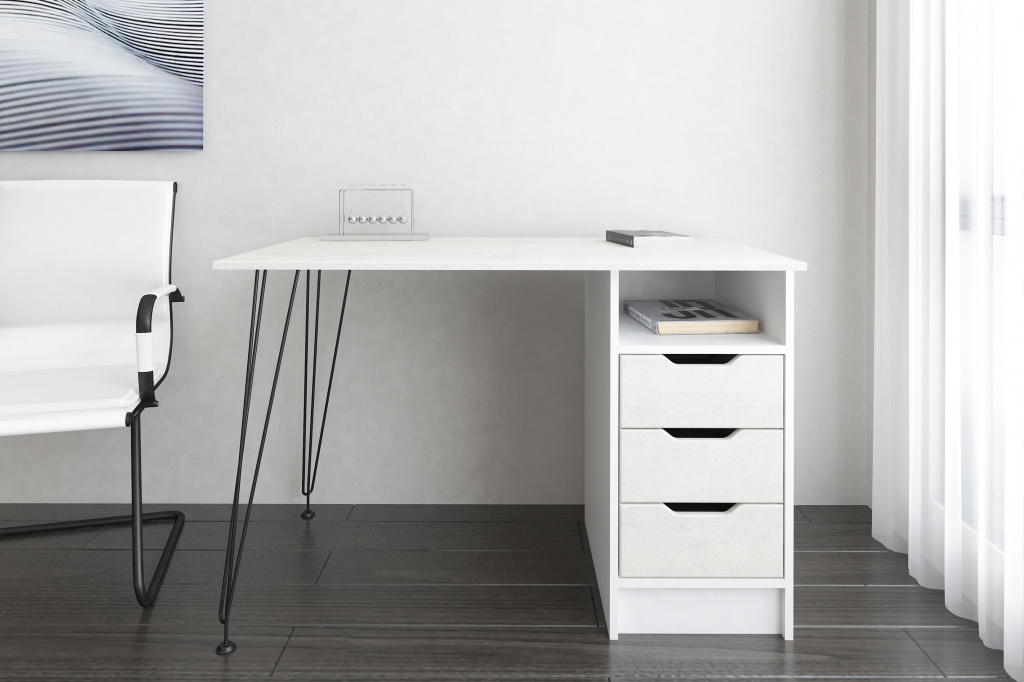 письменный стол МегаKraft 2 белый - камень белый.jpg