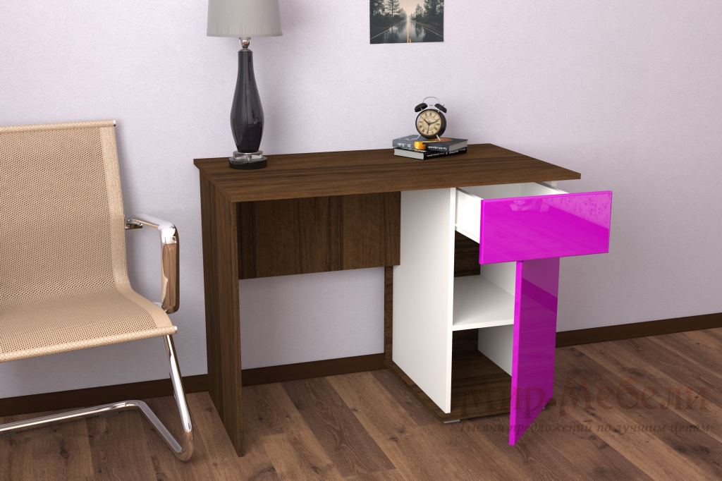 письменный стол Мебелеф 9 фиолетовый глянец открытый.jpg