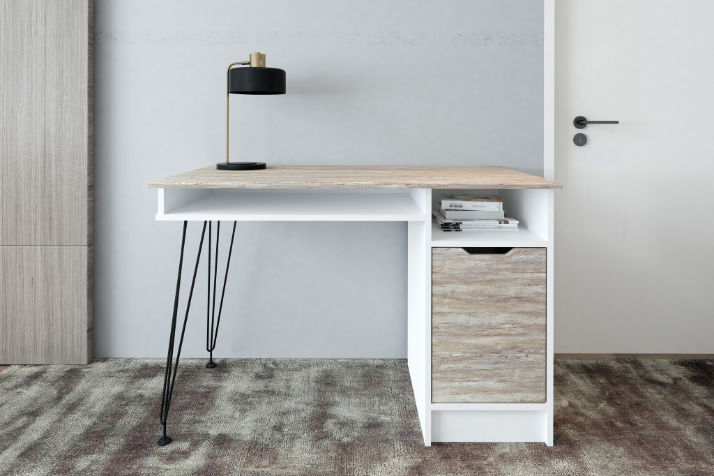 письменный стол Мегаkraft 15 белый - дуб винтаж медовый.jpg