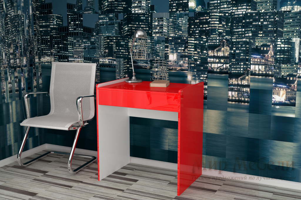 письменный стол Мебелеф 37 белый - красный глянец.jpg
