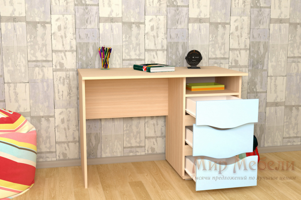 письменный стол Мебелеф 15 голубой глянец открытый.jpg