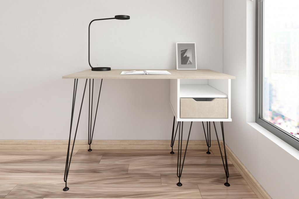 письменный стол МегаKraft 11 белый - бетон лофт бежевый.jpg