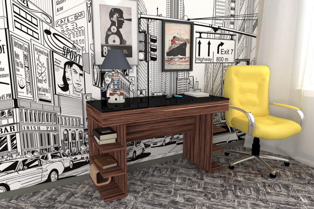 письменный стол Мебелеф 32 индиан эбони темный - черный глянец.jpg