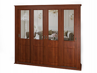 Шкаф купе 4-х дверный "Греция", глухие фасады + зеркало