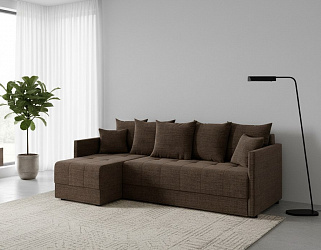 Угловой диван "Хант" рогожка дрим браун
