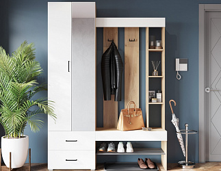 Прихожая "Домино" крафт золотой/белый